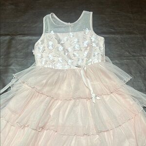 Jona Michelle Pink Flowered Tiered Dress Size 7